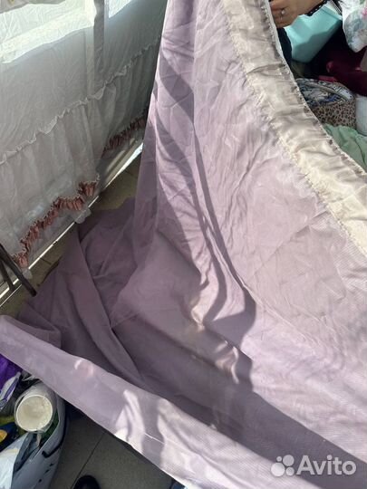 Тюль сиренево-серая целая длинная