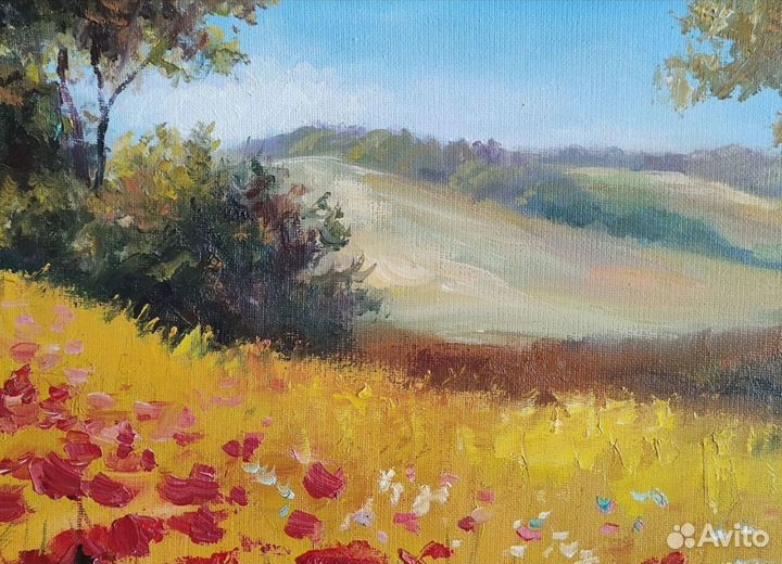 Картина маслом Маковое поле