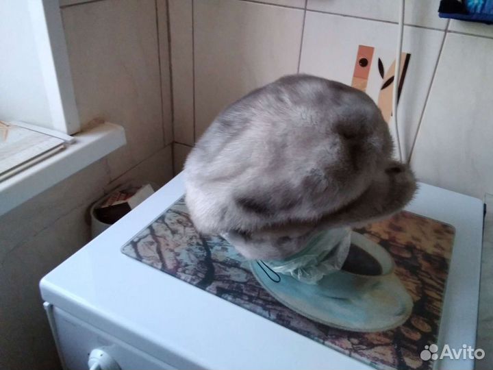 Шапка женская голубая норка