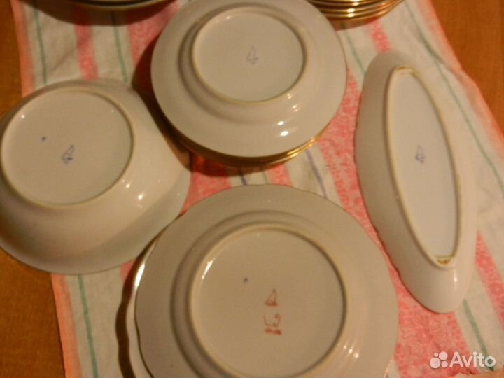 Сервиз столовый позолота руч роспись СССР 21 предм