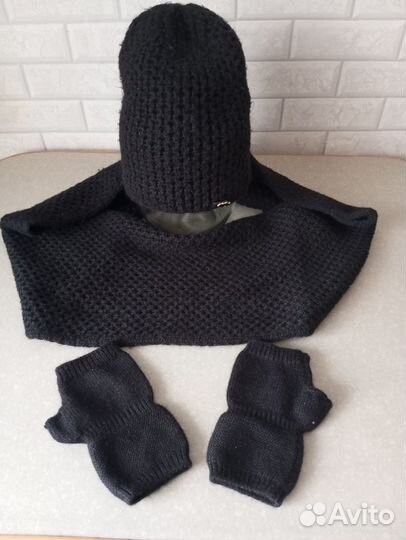 Зимняя шапка, снуд, митенки