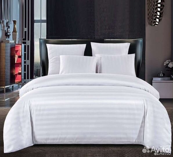 Постельное белье страйп сатин как в отеле, новое