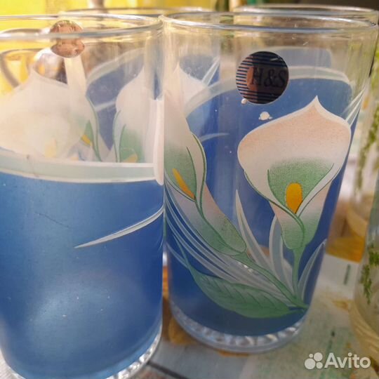 Стаканы цветные наборами. Хрусталь. Вазы, рюмки