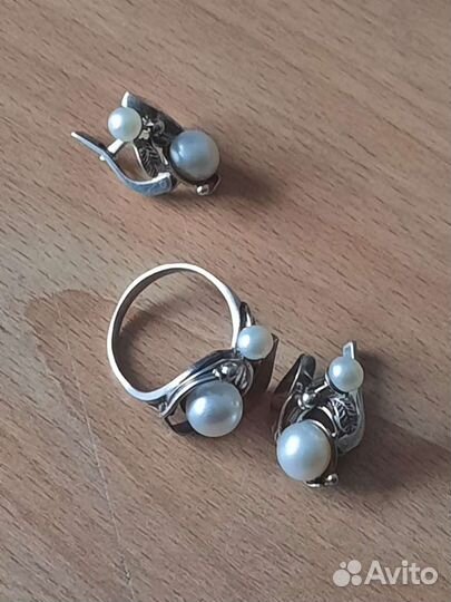 Серьги серебро с жемчугом