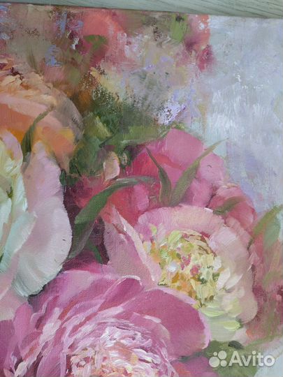 Картина маслом на холсте цветы пионы