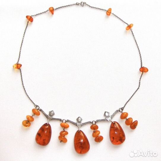 Колье Хоровод Янтарь Серебро 875 зв. винтаж СССР