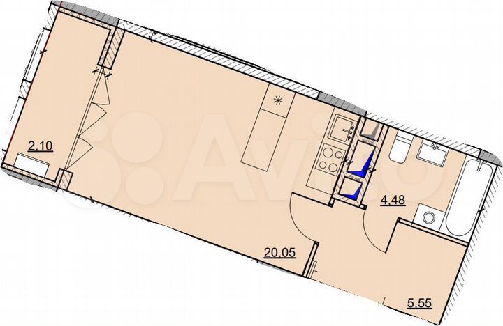 1-к. квартира, 32,2 м², 5/16 эт.