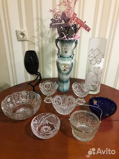Вазы, фарфор, хрусталь