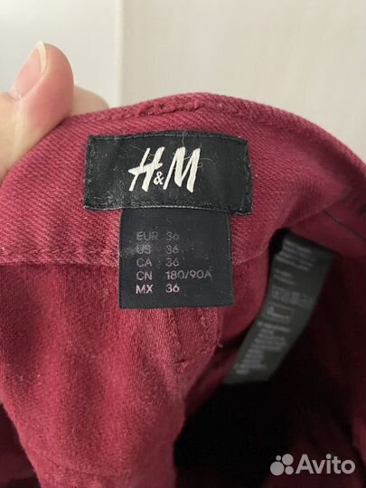 Мужские джинсы H&M skinny fit 36 M бордовые