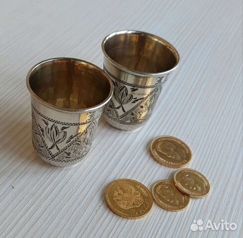 Стопки князя Гагарина 1874 г, серебро 84