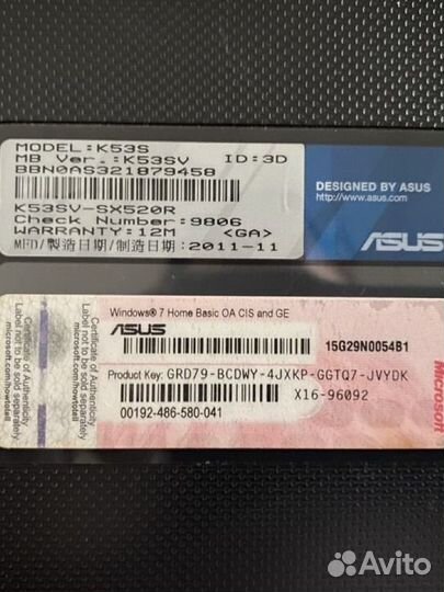 Ноутбук asus Core i5/DDR 8gd/SSD120gb