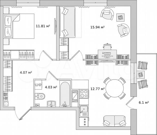 1-к. квартира, 34,5 м², 6/22 эт.