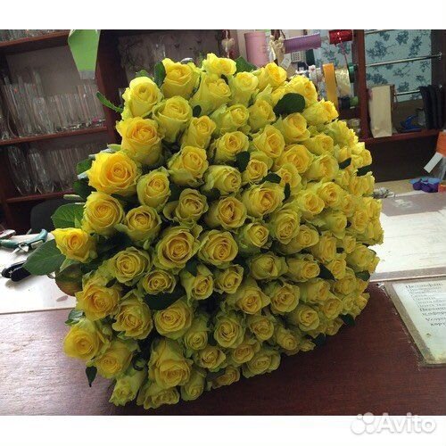 Букет желтых роз 101 желтая роза