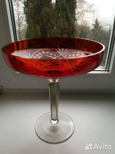 Вазы на ножке цветное стекло СССР