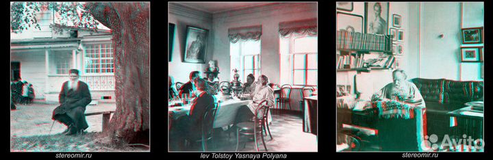 Стерефотографии Льва Толстого и Петергофа