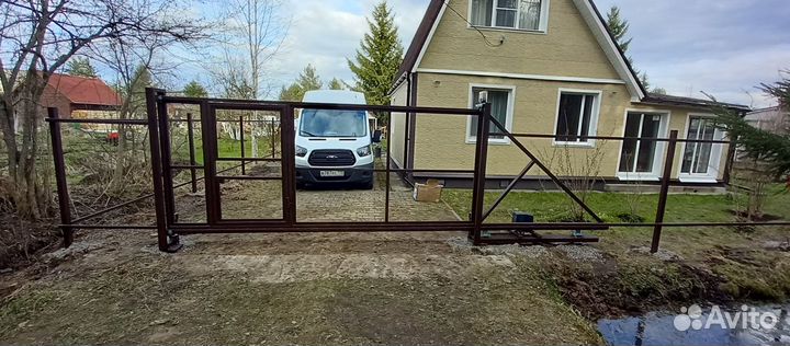 Откатные ворота из профлиста 4 м