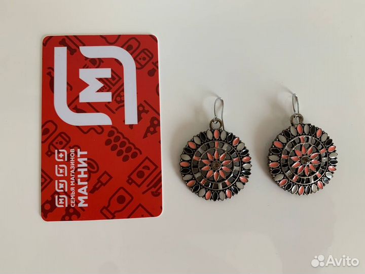 Серьги этнические, под эмаль, бижутерия