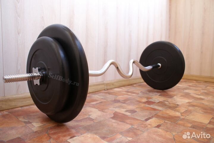 Штанга с Ez - грифом (2x15/ 2x10 кг) весом 56 кг