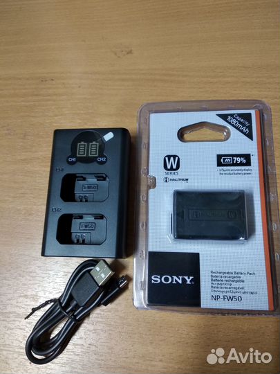 Акб Sony NP-FW50+Двойное зарядное устр-во NP-FW50