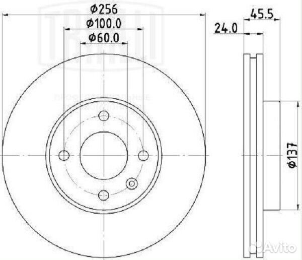 Диск тормозной передний d256 R14 trialli DF 06210