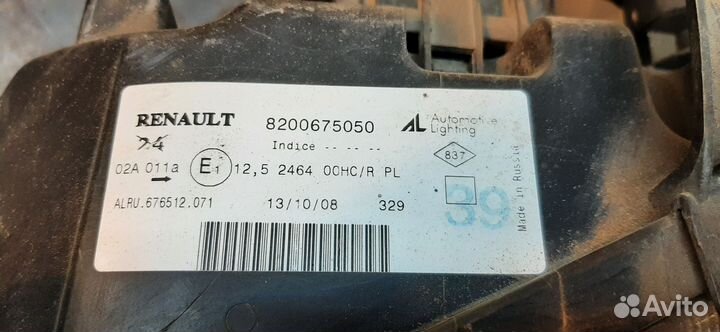 Фара левая на renault logan 1