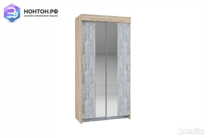 Шкаф-купе Бассо 1.0 м с 2-мя зеркалами дуб крафт с