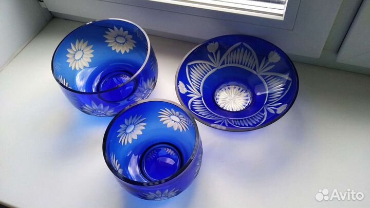 Советский хрусталь. Редкий кобальтовый хрусталь