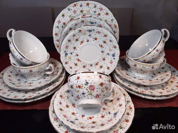 Тарелки и чайн.пары Bernadotte Чехия. Отд.платина