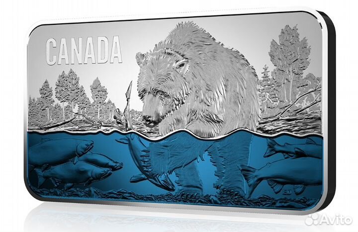 Монета серебро 2018 Канада Рыбалка на лосося