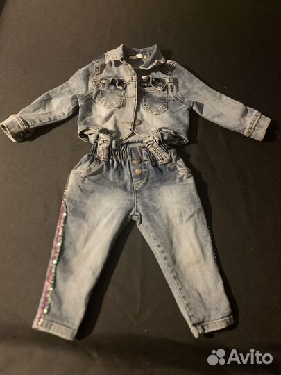 Джинсовый костюм на девочку 80
