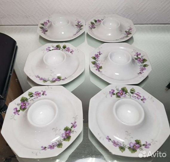 Трио. Ваза. Супница. Фиалка. Фарфор. Германия