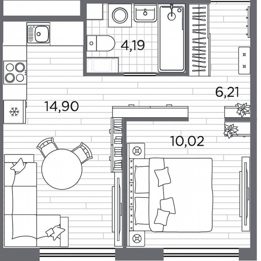 1-к. квартира, 35,3 м², 3/5 эт.