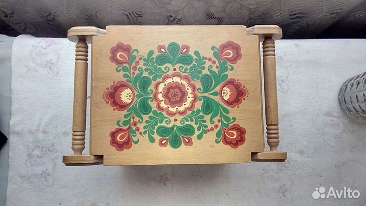 Шкатулка деревянная старинная с росписью