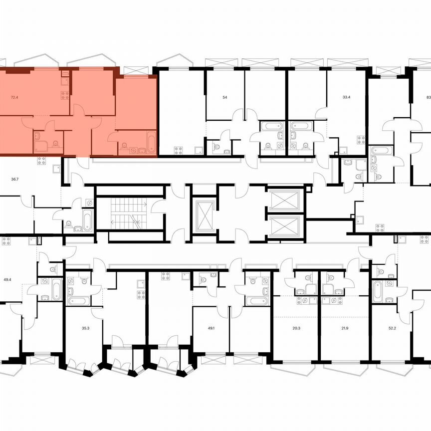 3-к. квартира, 72,4 м², 19/23 эт.