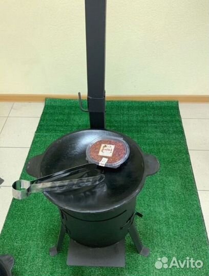 Казан чугунный 8л+печь с трубой+половник