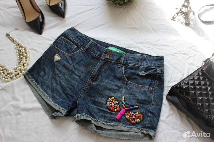 Джинсовые шорты с вышивкой Desigual оригинал 13-14