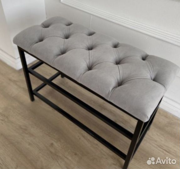 Обувница банкетка из металла с каретной стяжкой