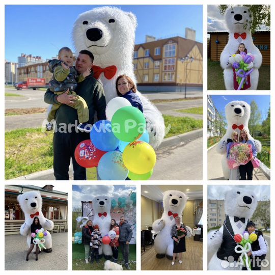 Поздравление от Белого Мишки. Ростовые куклы