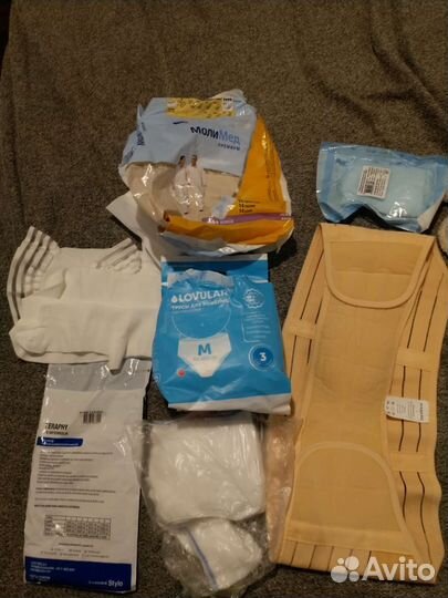 Прокладки послеродовые, бандаж, чулки компрессион