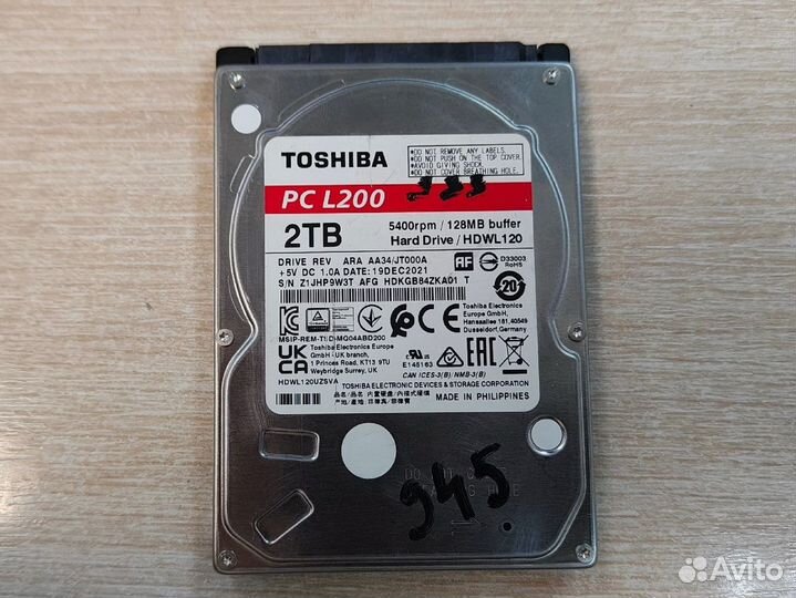 Жесткий диск для ноутбука Toshiba 2Tb, SATA