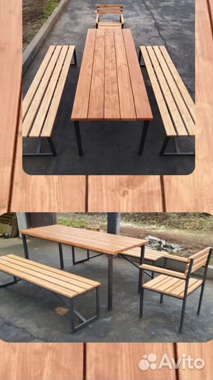Скамейка садовая со столиком