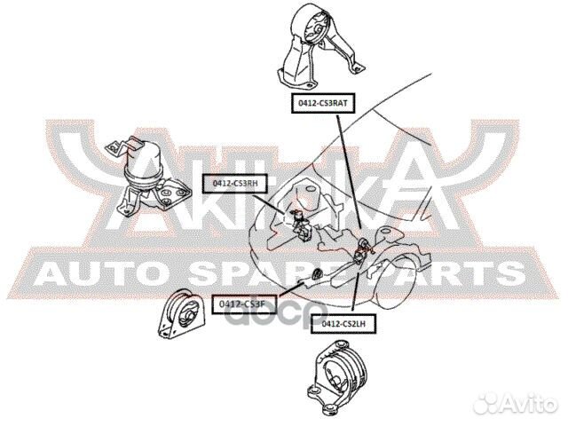 Подушка двигателя правая 0412CS3RH asva