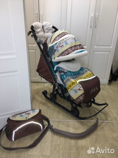 Коляска санки Ника детям 7-3/6 Скандинавия бирюза