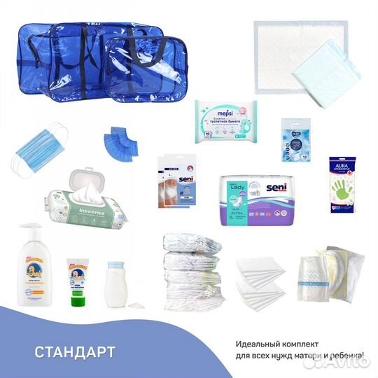 Синяя сумка в роддом + 21 предмет. Standard