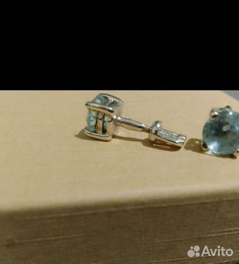 Серьги серебро с голубым топазом