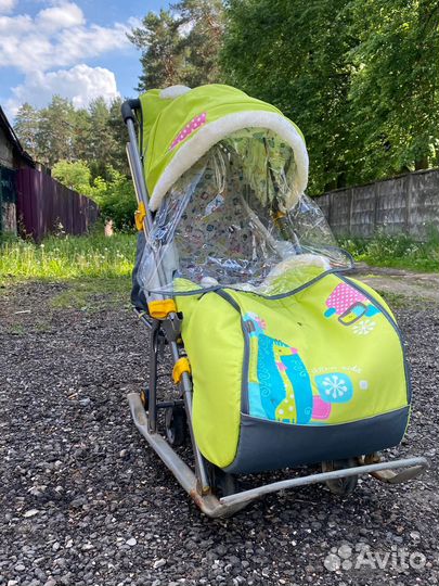 Детские зимние санки коляска