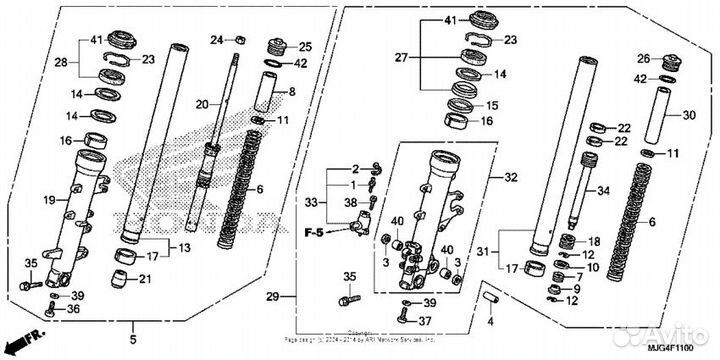 Сальник и пыльник вилки Honda (45x57x11 / 45x57,5x