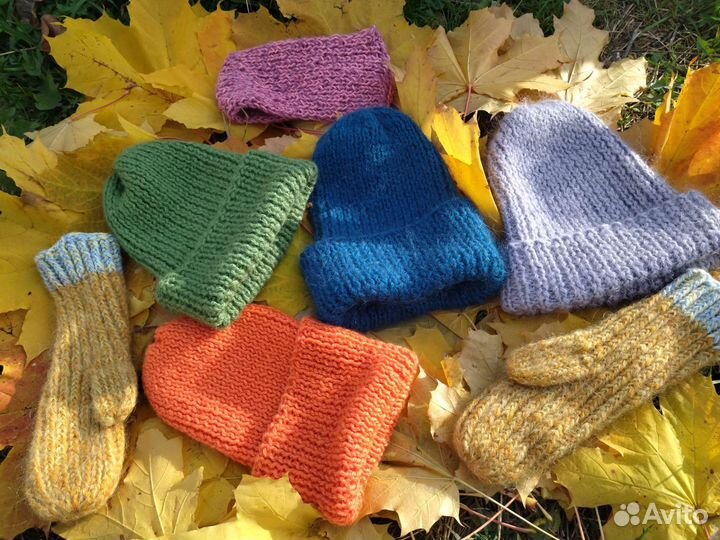 Шапки варежки ручной работы в наличии и под заказ
