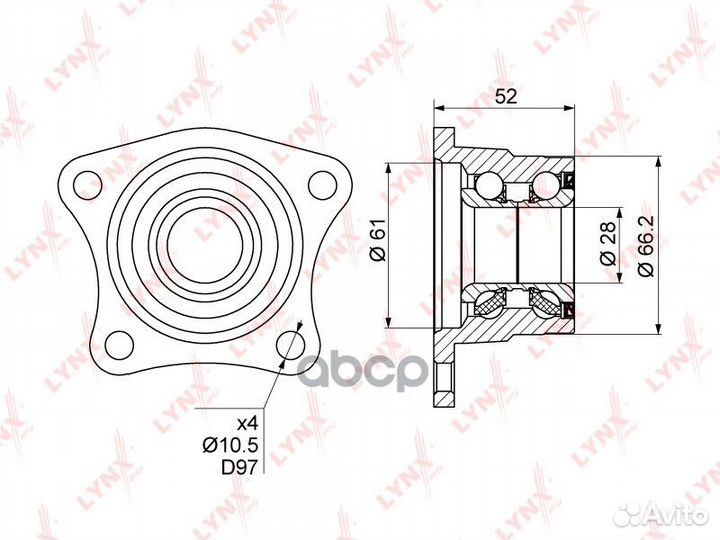 Подшипник ступицы задн. WB-1024 lynxauto