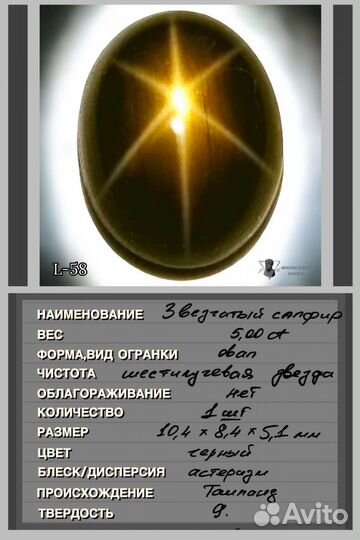 Черный звезчатый сапфир, ассортимент. Таиланд